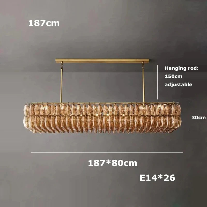 Retro Champagner Pendelleuchte für große Wohnzimmerbeleuchtung