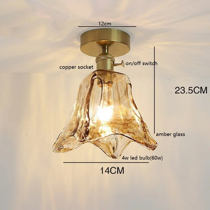 Éloise Amber Glas Kupfer Deckenleuchte
