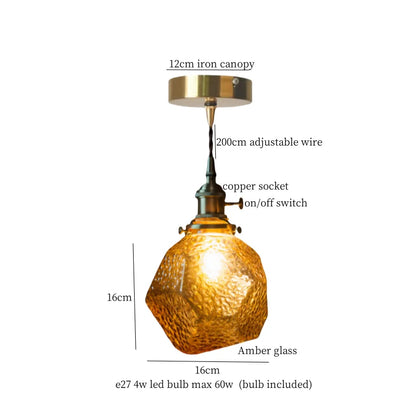 Élise Vintage Cracked Glass Copper LED Pendant Lamp Loft Style