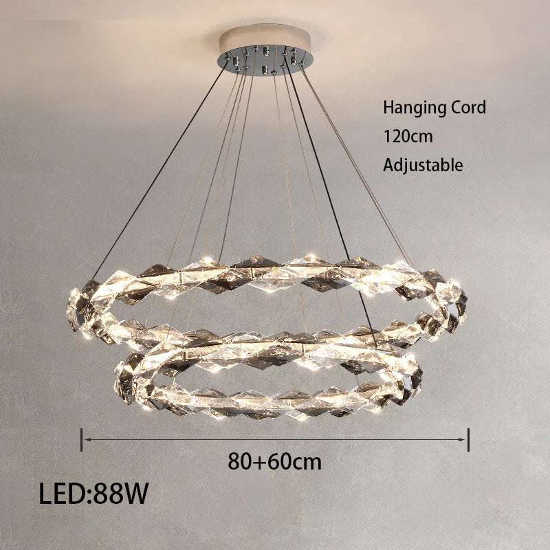 Élodie 2025 Moderner Ring Kristall LED Dimmbare Deckenleuchte Silber Dekor Lampe