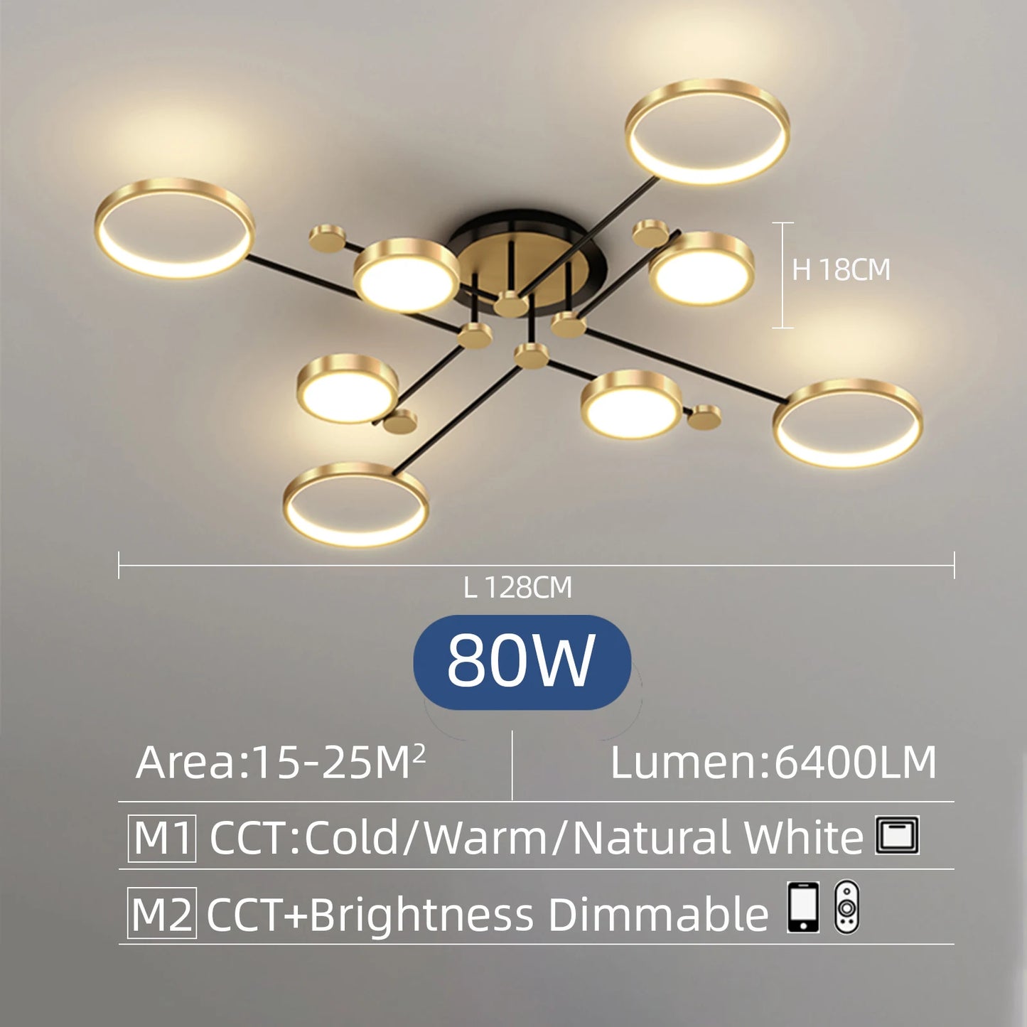 Auriane Nordic Gold Schwarz LED Deckenpendelleuchte