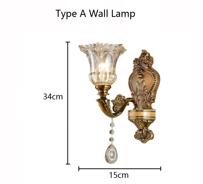 Élise Retro Kristallglas Wandleuchte E14 Europäische Wandlampe