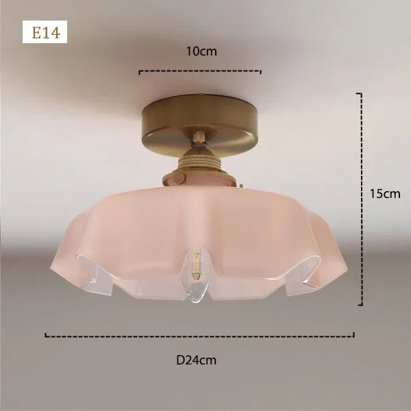 Élodie French Glass Pendant Light Nordic Brass Ceiling