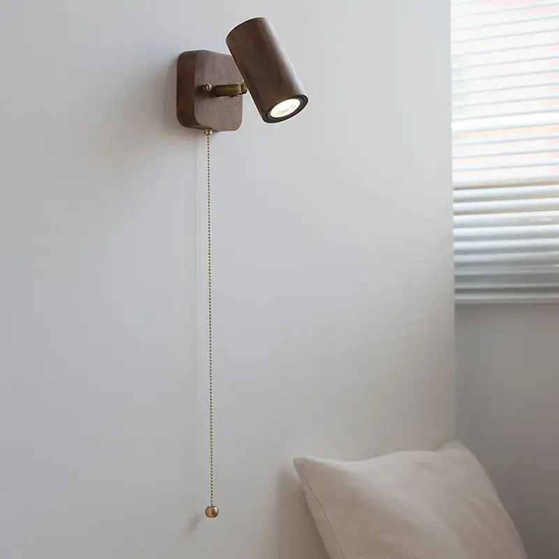 Camille Retro Walnut Wood Adjustable LED Wall Spotlight Lamp
