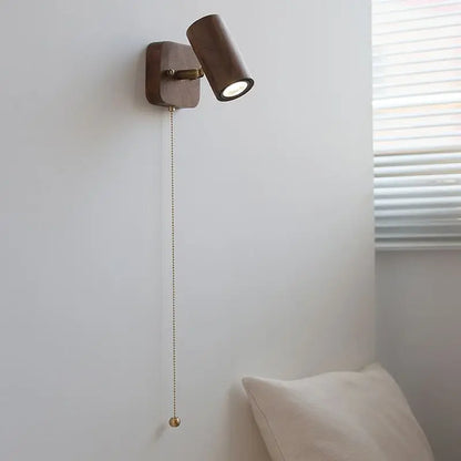 Camille Retro Walnut Wood Adjustable LED Wall Spotlight Lamp