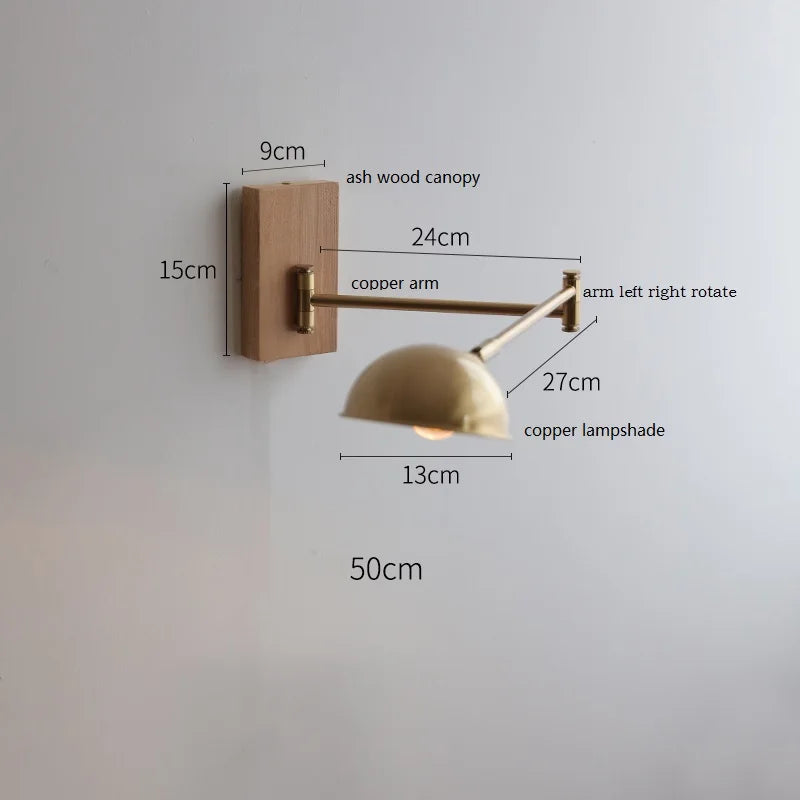 Colette Wood & Copper Adjustable Wall Light