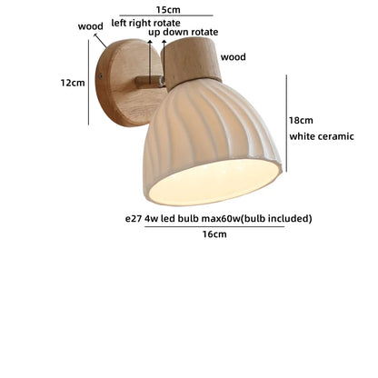 Chloé Ceramic Wall Light with Wood Accent