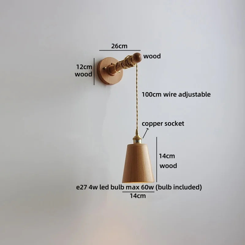 Élodie Nordische Keramik Holz LED Wandleuchte E27 Stecker