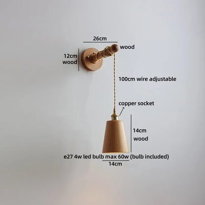 Élodie Nordische Keramik Holz LED Wandleuchte E27 Stecker