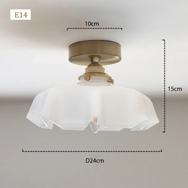 Élodie French Glass Pendant Light Nordic Brass Ceiling