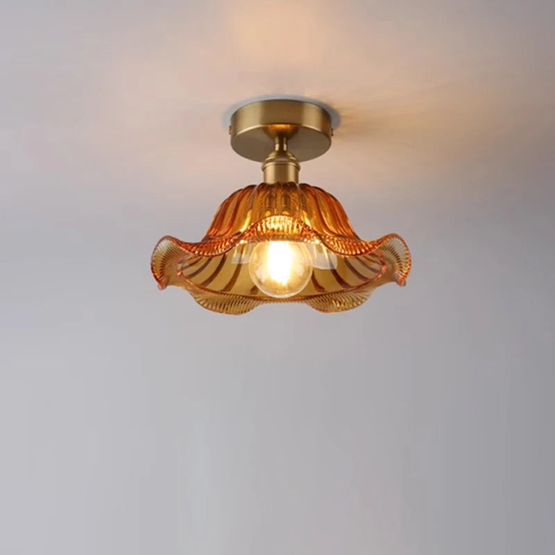 Valérie Vintage Art Deco Pendelleuchte aus Buntglas