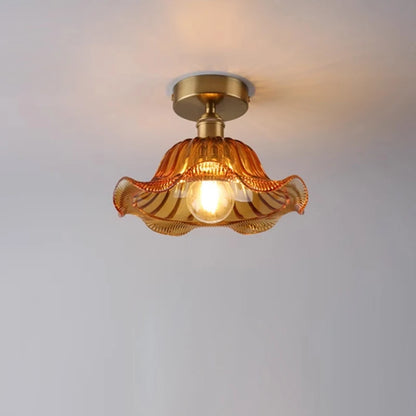 Valérie Vintage Art Deco Pendelleuchte aus Buntglas