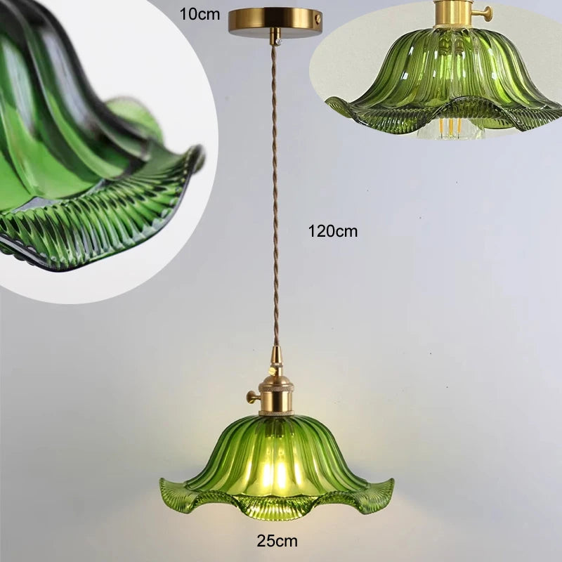 Valérie Vintage Art Deco Pendelleuchte aus Buntglas