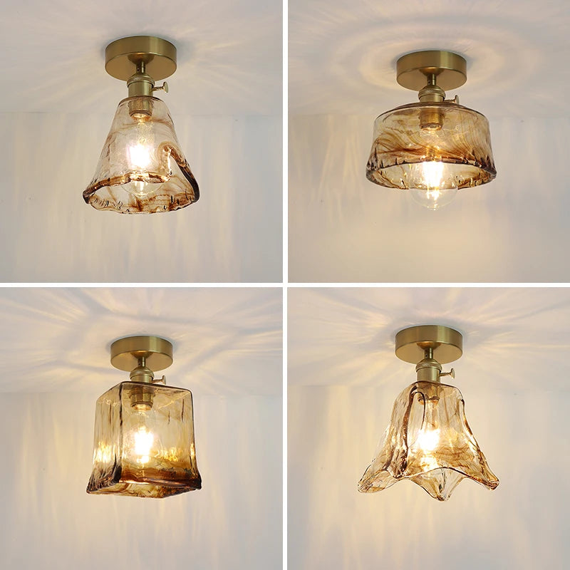 Éloise Amber Glas Kupfer Deckenleuchte