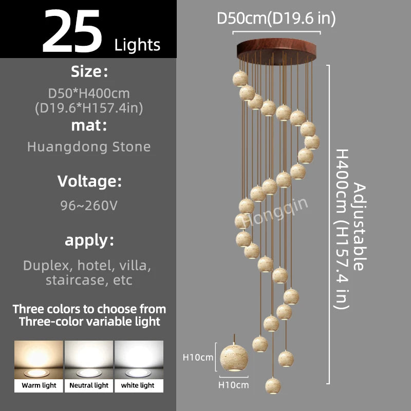 Élise Luxury Stone Staircase Pendant Chandelier