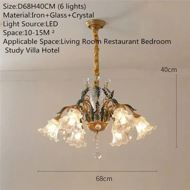 Französische Retro-Kristall-Pendelleuchte für Wohnzimmer und Restaurant