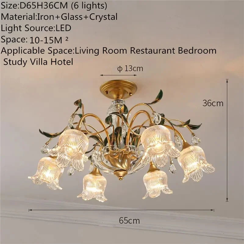 Évelyne Floral Glass Chandelier for Luxury Dining & Lobby Spaces