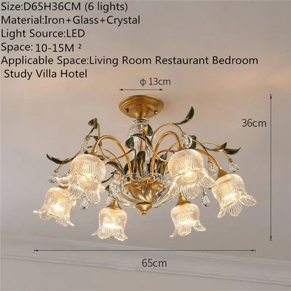 Évelyne Floral Glass Chandelier for Luxury Dining & Lobby Spaces