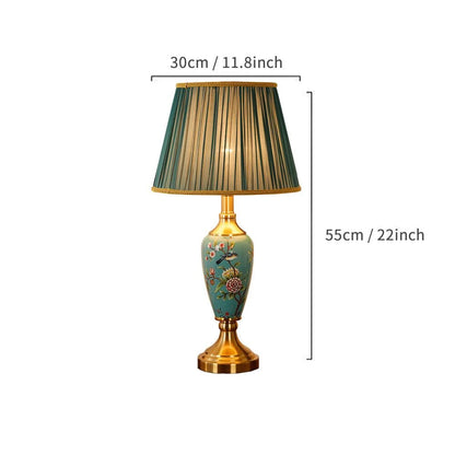 Élise Keramik Retro LED-Stehleuchte Stoffschirm Wohnzimmer