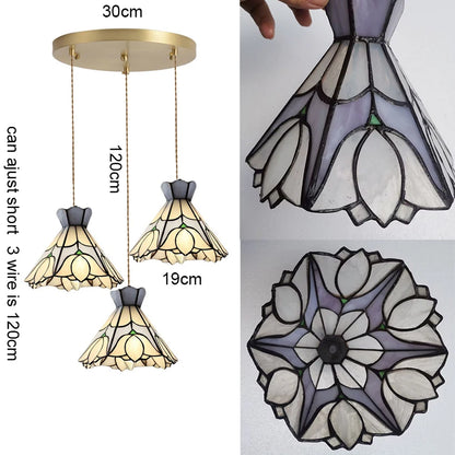 Camille Retro Buntglas-Pendelleuchte E27