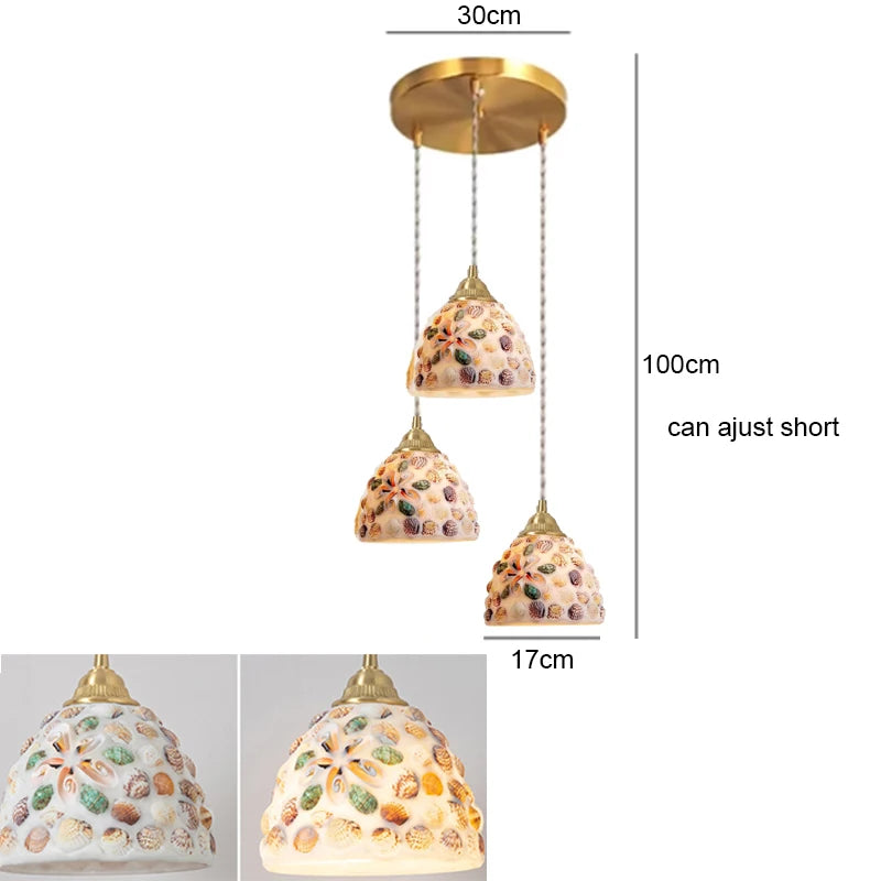 Isabelle Shell Glass Pendant Light Art Deco Bedside Lamp