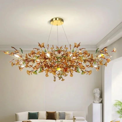 Luxuriöser Ginkgoblatt-Glas-Ast-Kronleuchter