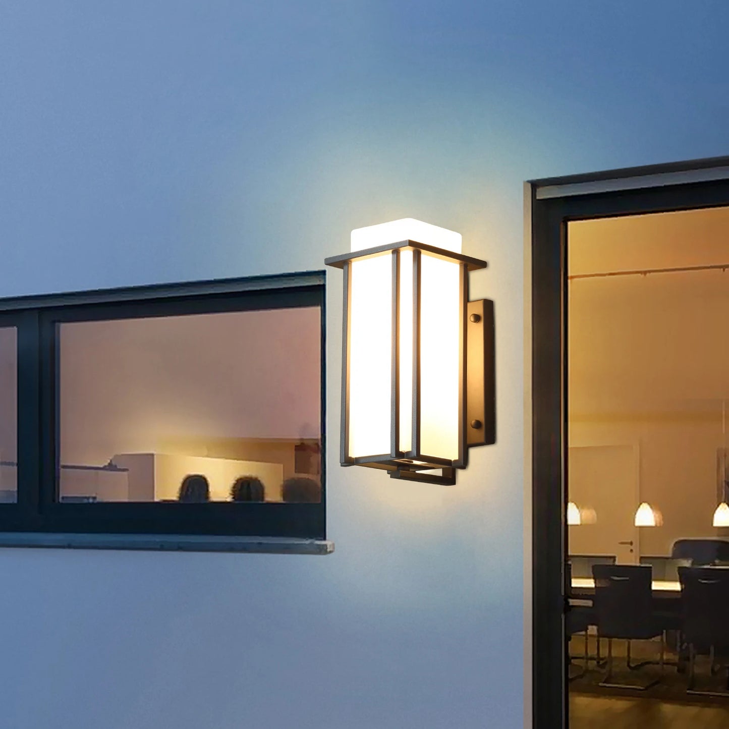 Claire Outdoor Black Frosted Glass Wall Lamp Waterproof
