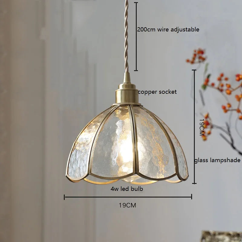 Camille Copper Glass Pendant Light Vintage Style