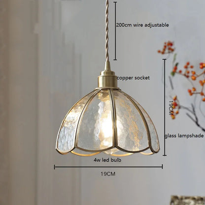 Camille Copper Glass Pendant Light Vintage Style