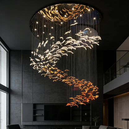 Aurelio Luxury Duplex Hotel Lobby Glass Stone LED Chandelier