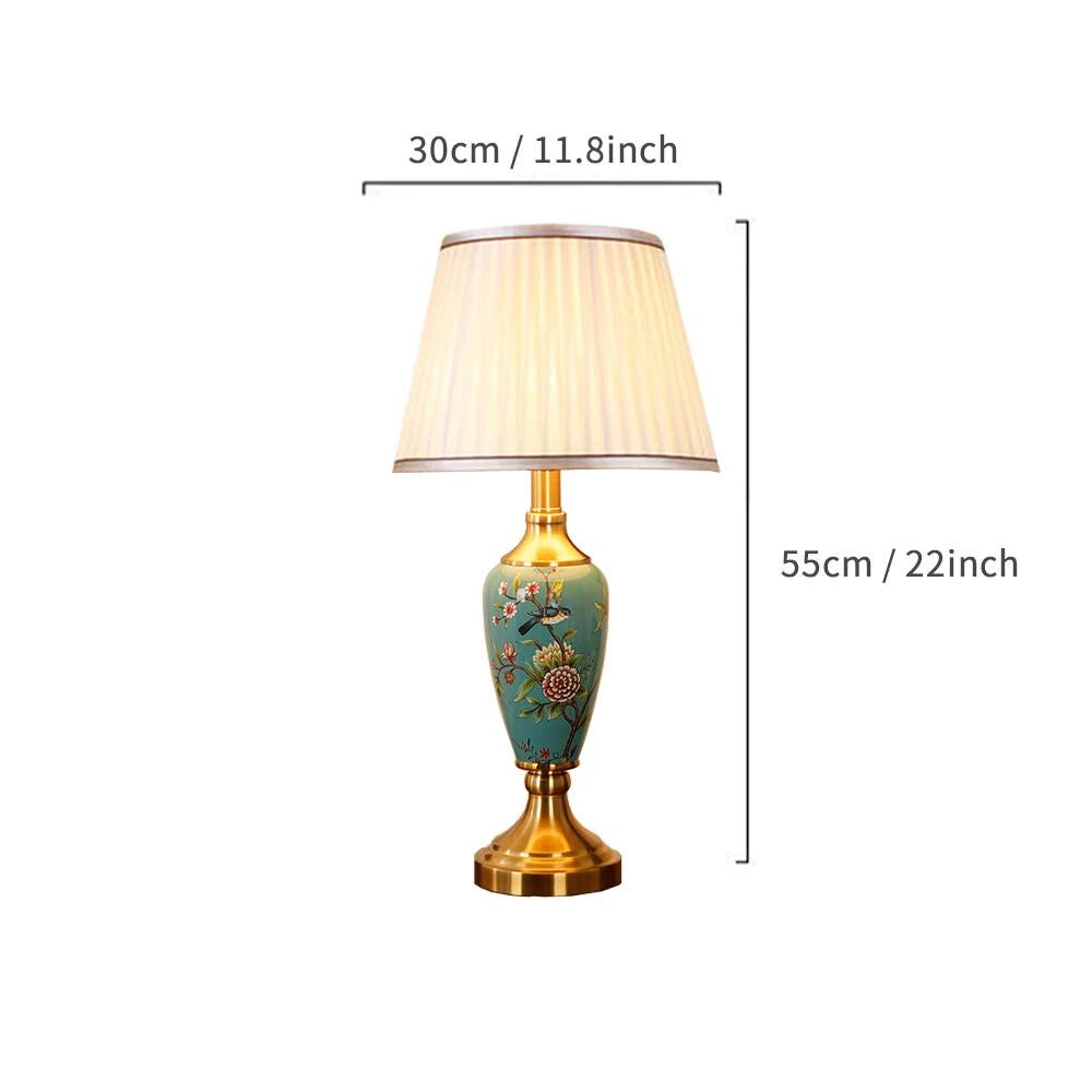Élise Keramik Retro LED-Stehleuchte Stoffschirm Wohnzimmer
