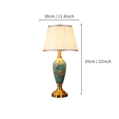 Élise Keramik Retro LED-Stehleuchte Stoffschirm Wohnzimmer