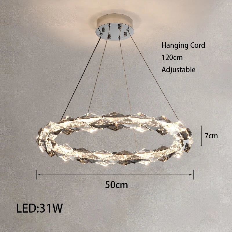Élodie 2025 Moderner Ring Kristall LED Dimmbare Deckenleuchte Silber Dekor Lampe