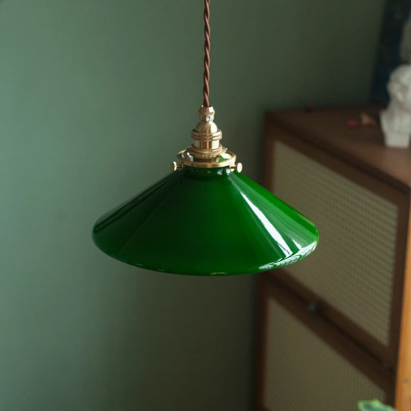 Amélie Vintage Green Glass Pendant Light