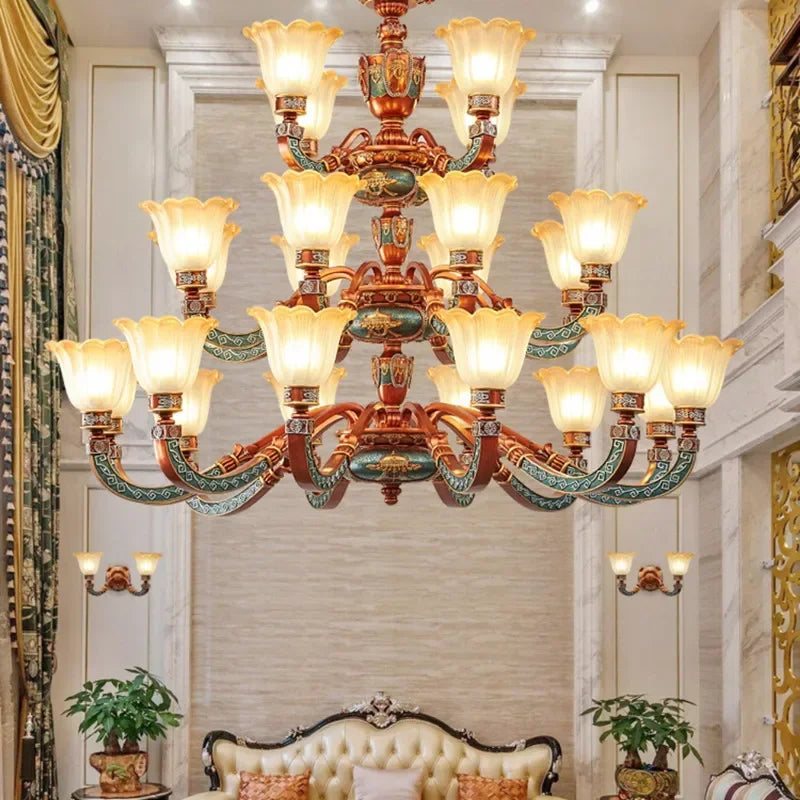 Europäischer Luxus-Wohnzimmer-Kronleuchter Amerikanisches Retro-Restaurant Villa Hotel Westliches Restaurant Café Pendelleuchte