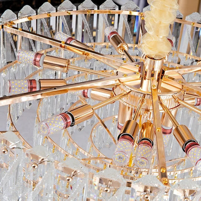 Camille französischer Luxus-Kronleuchter mit langen Kristallen, goldene LED, großartige Lobby-Leuchte