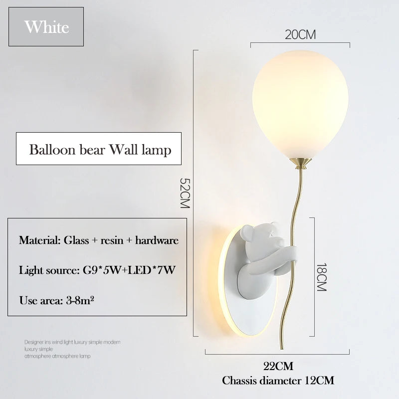 Chloé Balloon-Bär LED-Wandlampe Kinderzimmer Prinzessinnenstil