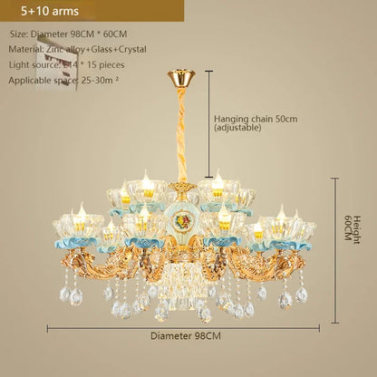 French Crystal Chandelier Light for Villa Living and Dining Room