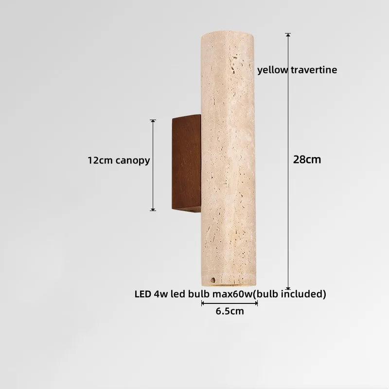 Élise Gelber Travertin-LED-Wandleuchte im japanischen Luxus-Stil