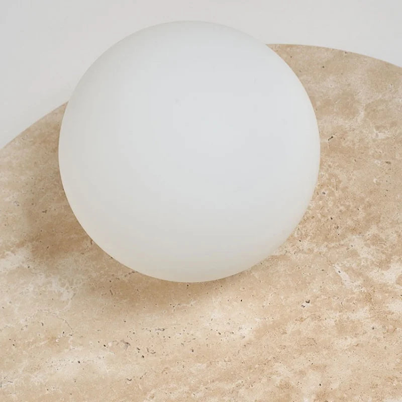 Sophie Gelb Travertin Holz LED Wandleuchte Wabi Sabi