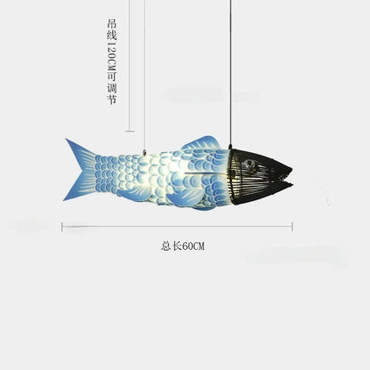 Koi Artisan Bambus-Fisch Pendelleuchte