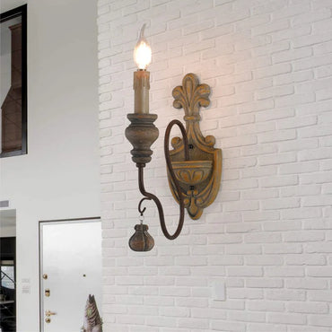 Sophie Französisches Land Holz Eisen Wandlampe E14 Vintage Wandleuchte
