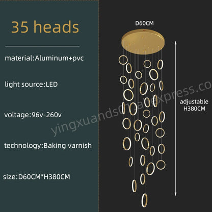 Geneviève Duplex Loft Staircase Pendant Chandelier