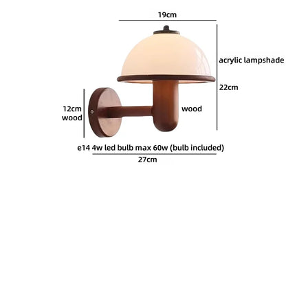 Élodie Fabric Shade Wall Lamp with Wooden Base Switch