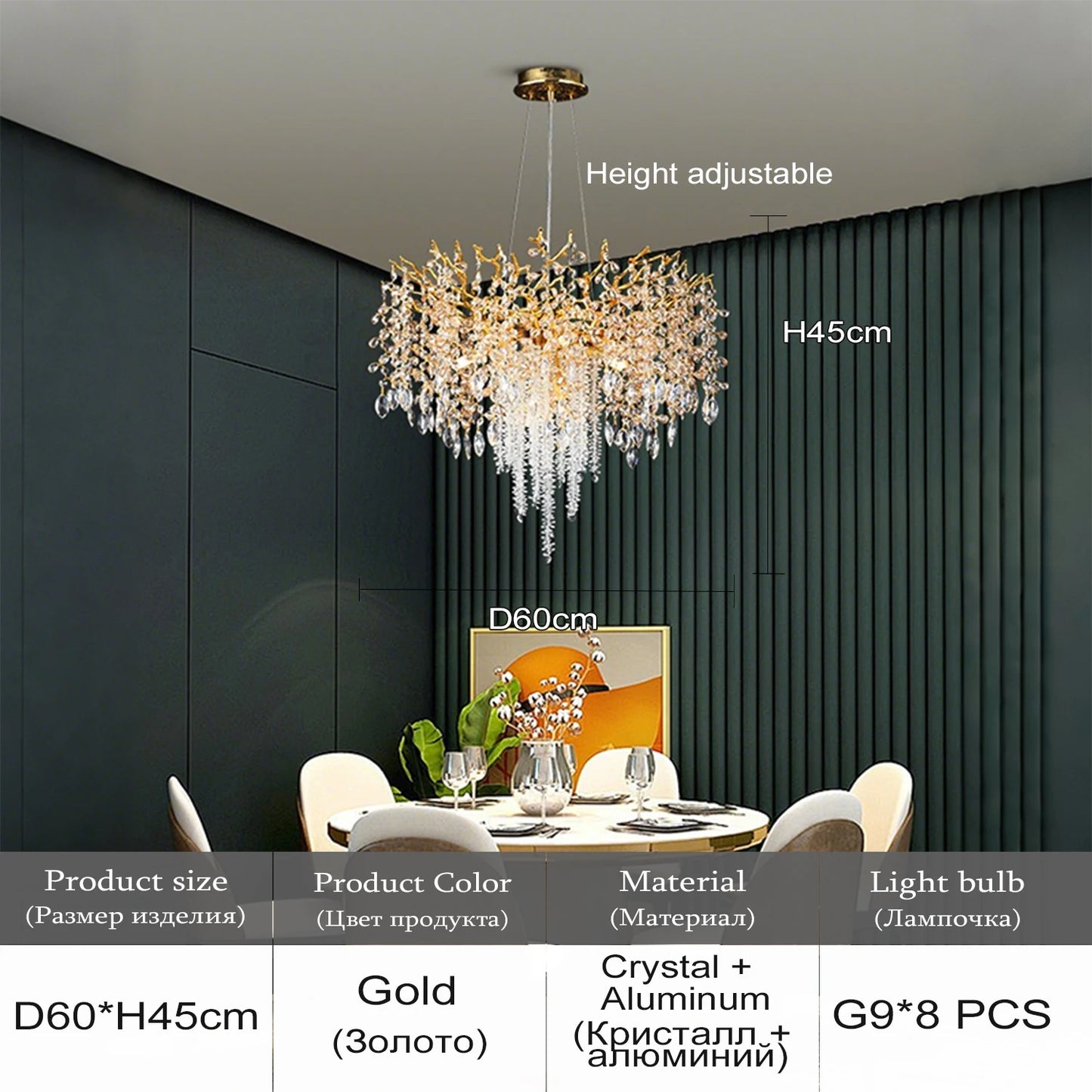 Isabelle K9 Kristall Baumast Kronleuchter Luxuriöse Gold Deckenleuchte
