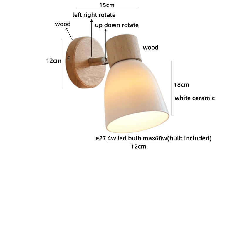 Chloé Ceramic Wall Light with Wood Accent