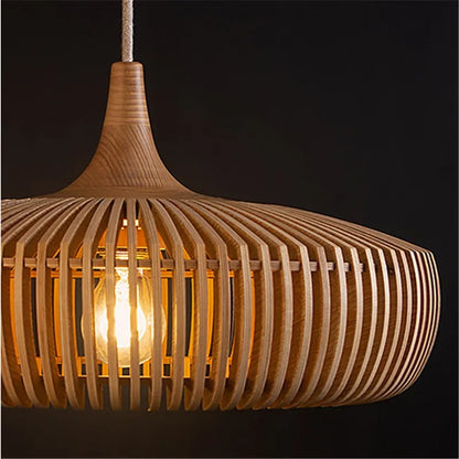 Élodie Wood Birdcage Pendant Lamp E27 Loft Dining Light