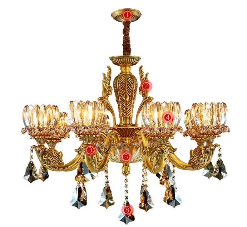 Sophie European Brass Crystal Antique Chandelier Pendant Light