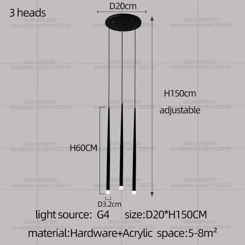 Camille Modern Cone LED Staircase Pendant Chandelier