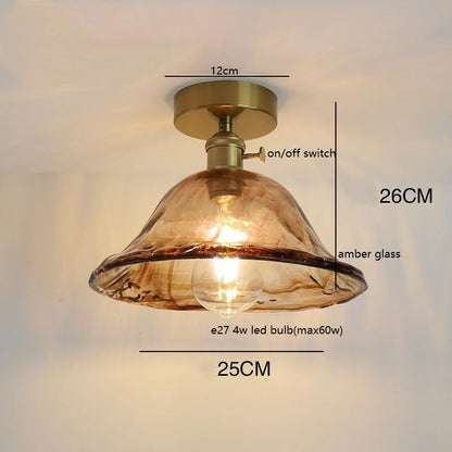 Éloise Amber Glas Kupfer Deckenleuchte